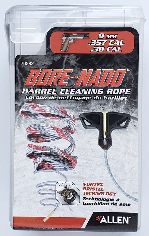 Allen BORE-NADO Bore Cleaner, Barrel Cleaning Rope, Gun Snake - for  Handguns, Rifles, or Shotguns, Gray/White/Red, 9MM/.357 Caliber (70582)
