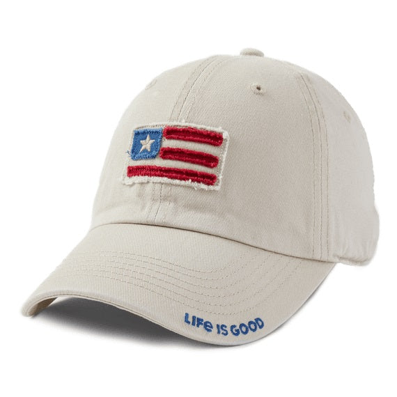 Life Is Good American Flag Tattered Chill Cap Bone