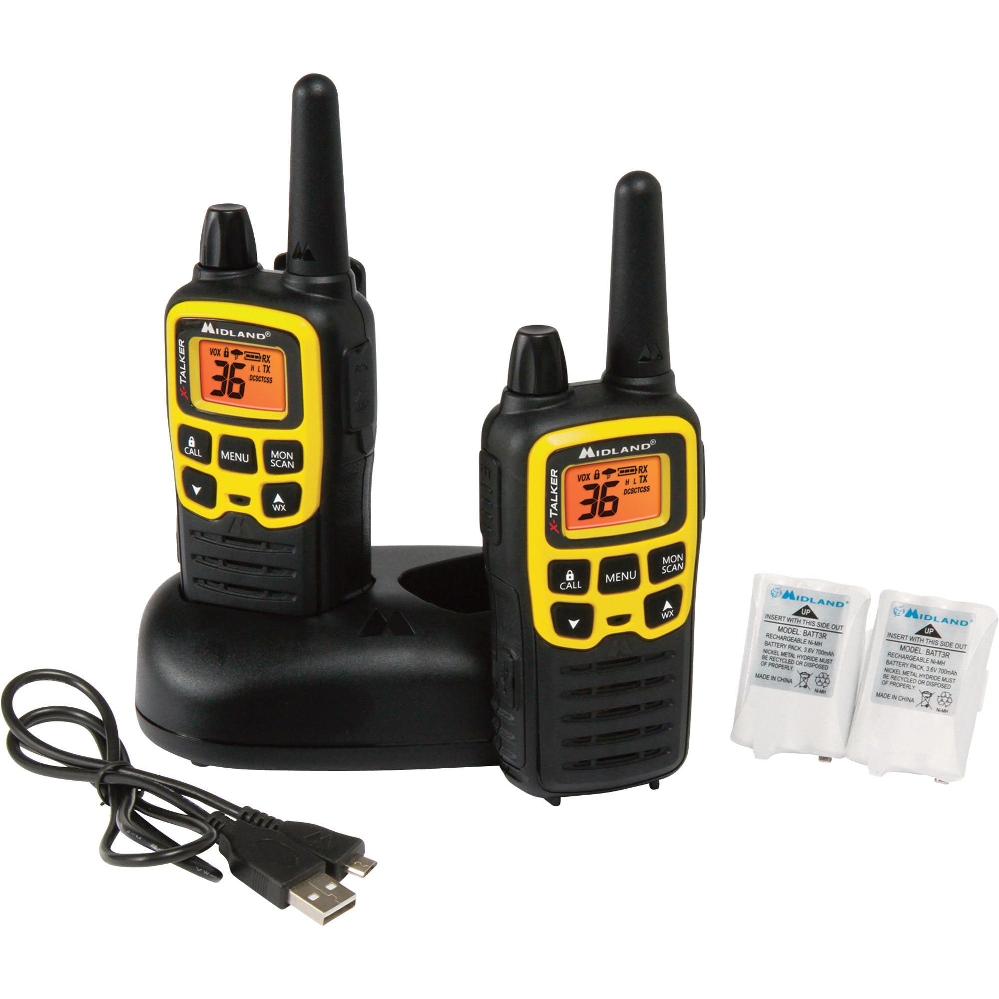 Midland T61VP3 36 Channel FRS Two-Way Radio Up to 32 Mile Range Walkie Talkie Yellow Black (Pack of 10) - 2