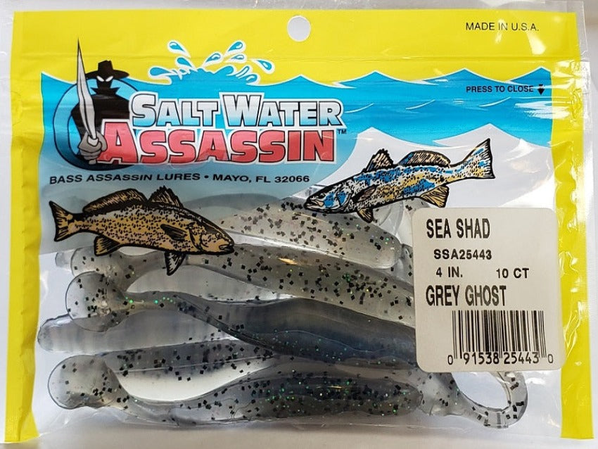 SaltWater Assassin Sea Shad Grey Ghost 4 10pk