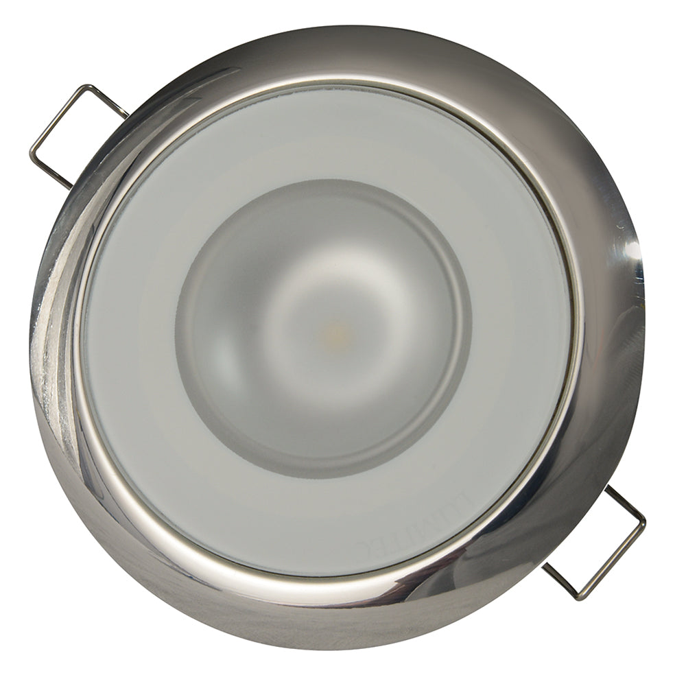 Lumitec Mirage  Flush Mount Down Light  Glass FinishPolished SS Bezel  2Color WhiteBlue Dimming