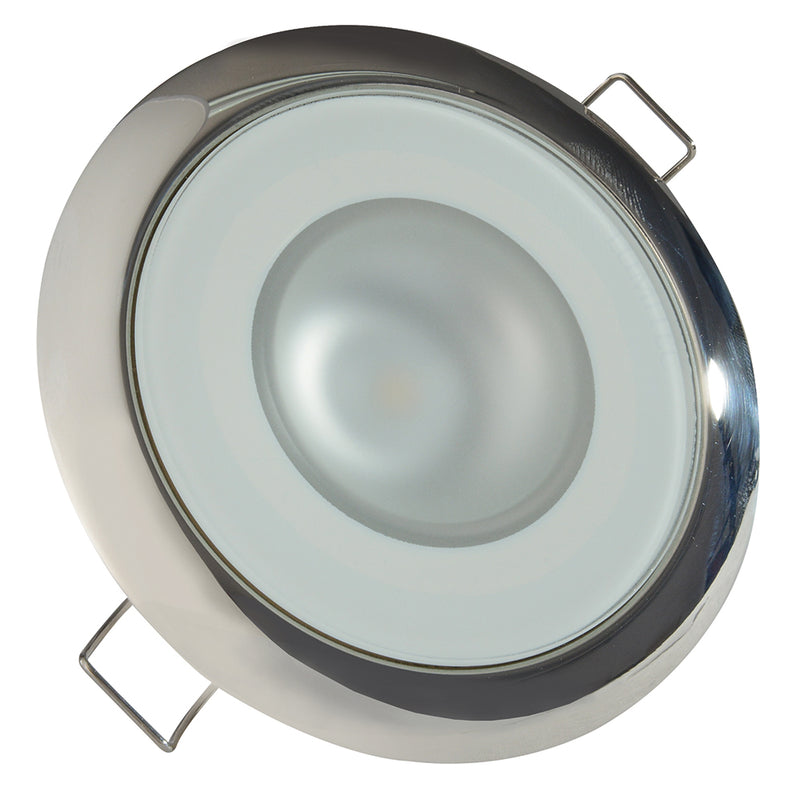 Lumitec Mirage  Flush Mount Down Light  Glass FinishPolished SS Bezel  2Color WhiteBlue Dimming