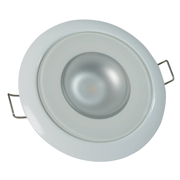 Lumitec Mirage  Flush Mount Down Light  Glass FinishWhite Bezel  Warm White Dimming 113129