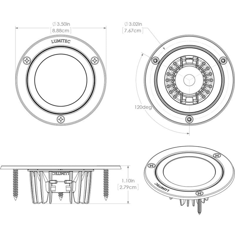 Lumitec Shadow  Flush Mount Down Light  White Finish  White NonDimming 114123