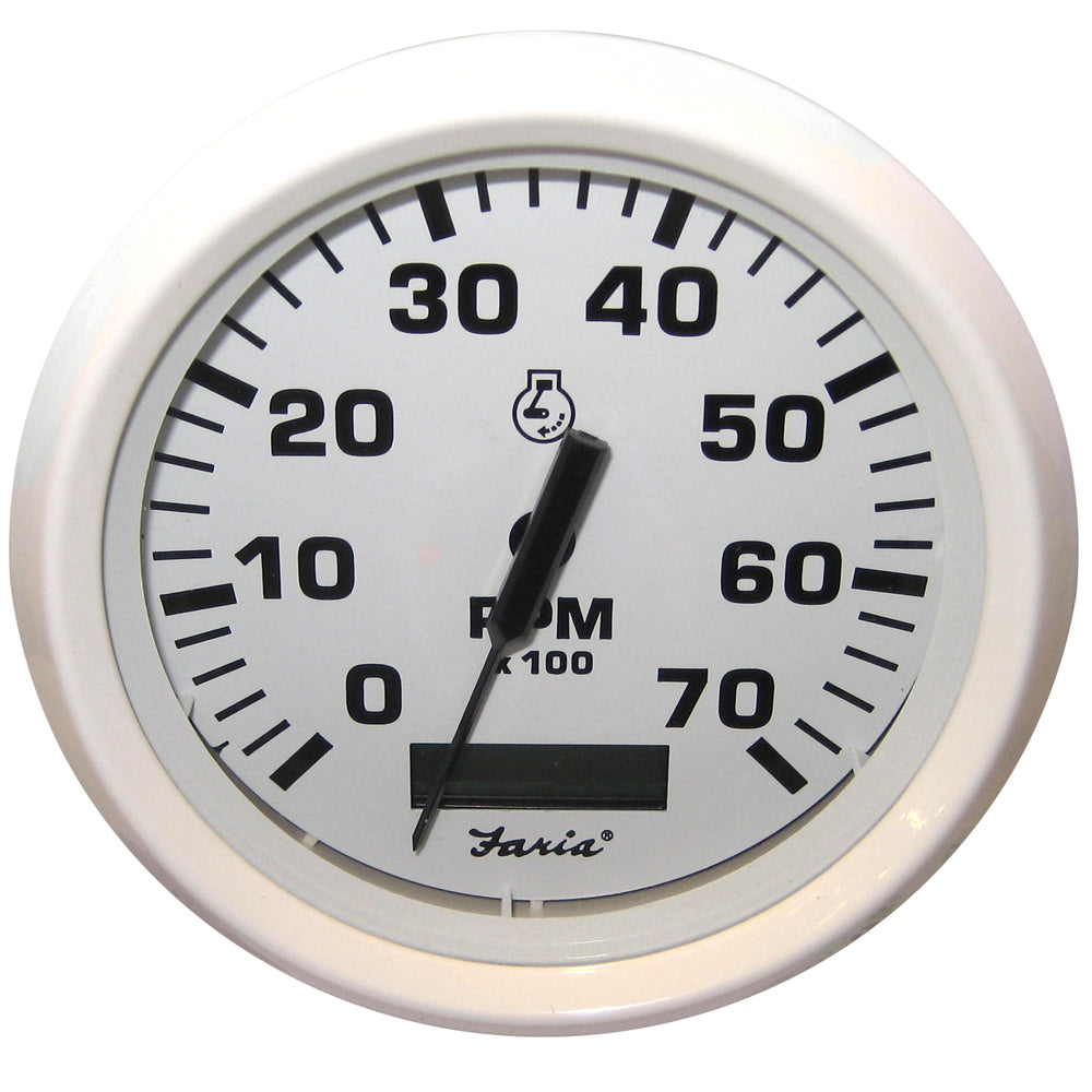 Faria Dress White 4" Tachometer w/Hourmeter - 7000 RPM (Gas) (Outboard) [33140]