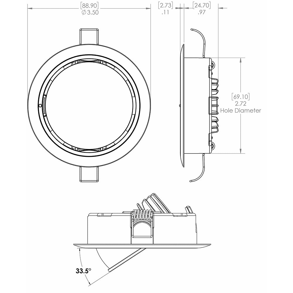 Lumitec Mirage Positionable Down Light  Spectrum RGBW Dimming  Polished Bezel 115117