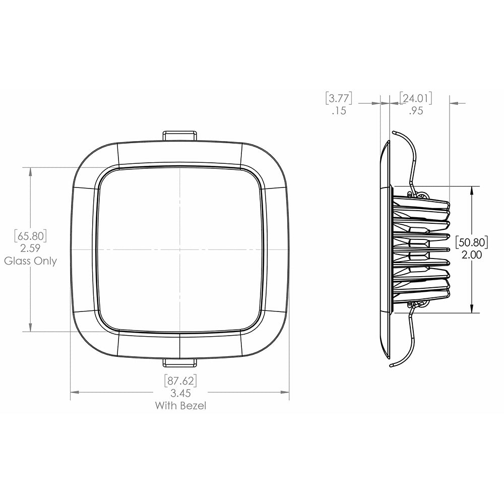 Lumitec Square Mirage Down Light  Warm White Dimming  HiCRI  Polished Bezel 116119