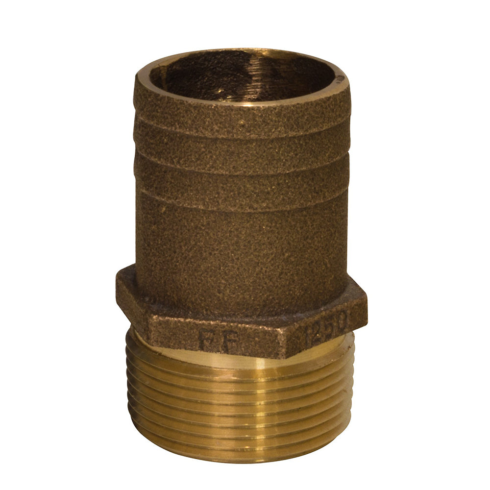 GROCO 112 NPT x 134 Bronze Full Flow Pipe to Hose Straight Fitting