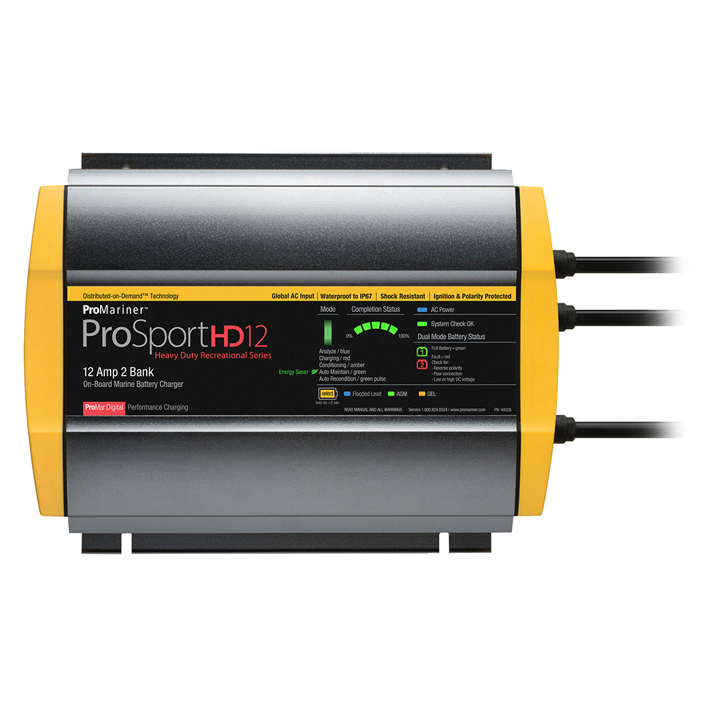 ProMariner ProSportHD 12 Global Gen 4  12 Amp  2 Bank Battery Charger 44026