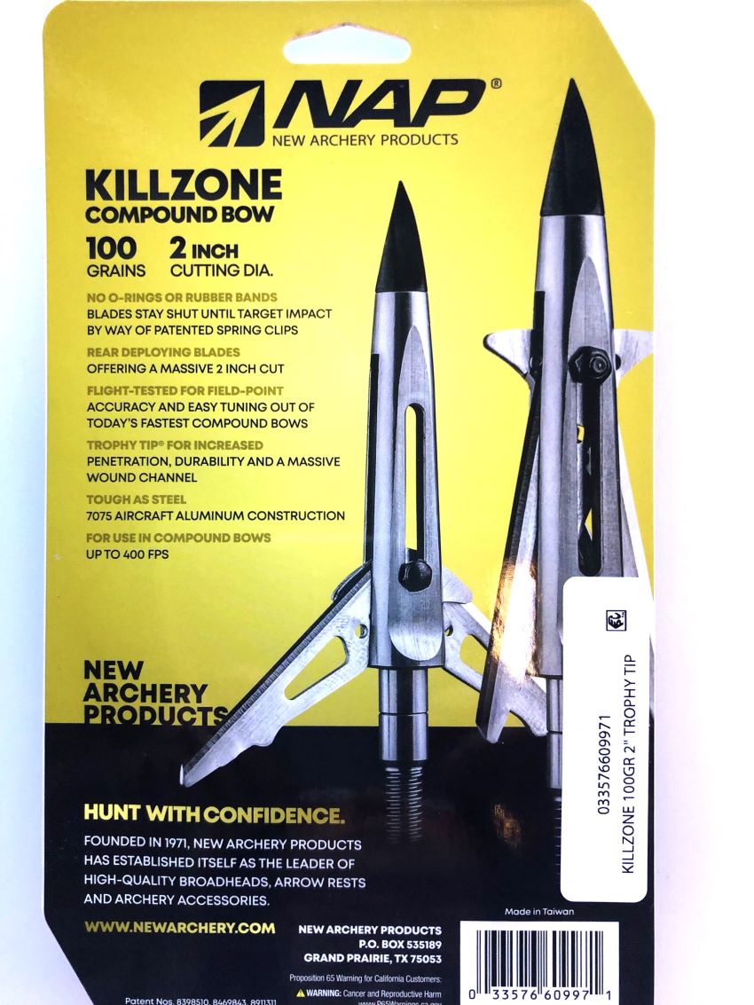 NAP KillZone Mechanical Broadheads 100Gr