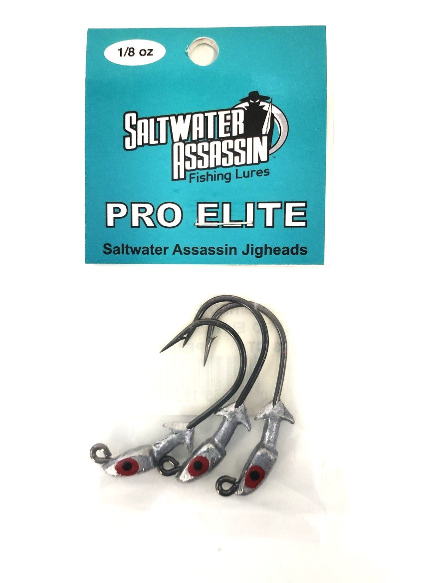 Saltwater Assassin Pro Elite Jigheads Lead Red Eye