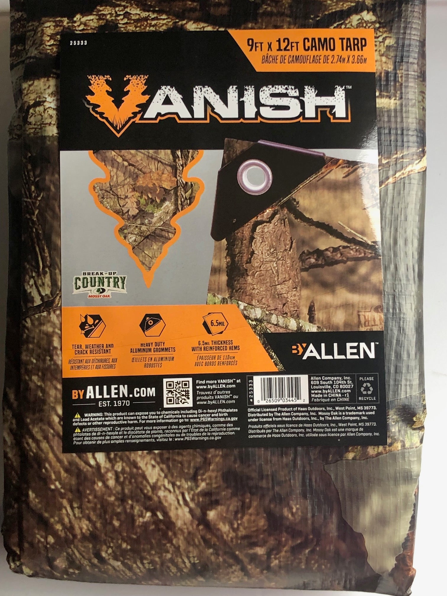 Allen Vanish Camo Tarp 9ft x 12ft 