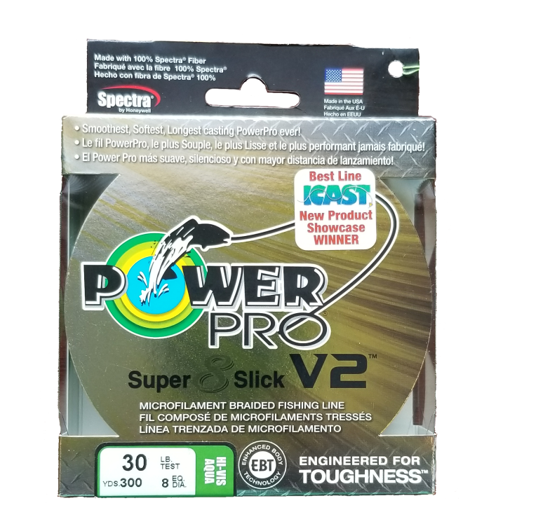 Power Pro Super 8 Slick V2 Hi-Vis Aqua 30 lb 300 yds