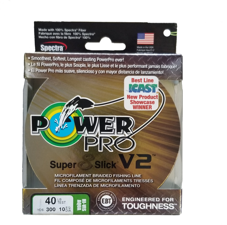 Power Pro Super 8 Slick V2 Hi-Vis Aqua 40 lb 300 yds Braided Fishing Line