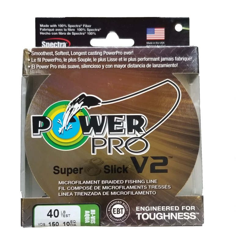 Power Pro Super 8 Slick V2 Hi-Vis Aqua 40 lb 150 yds Braided Fishing Line