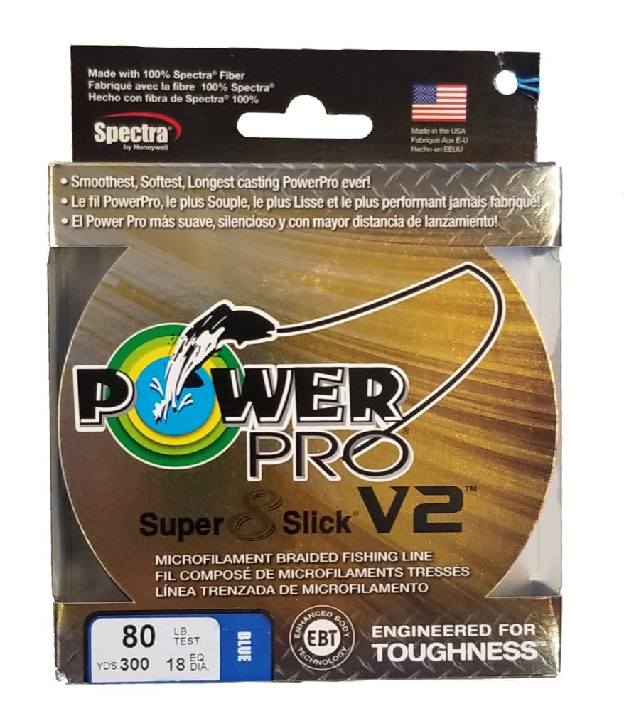 Power Pro Super 8 Slick V2 Blue 80 lb 300 yds Braided Fishing Line