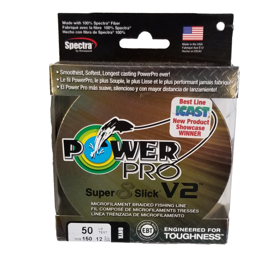 Power Pro Super 8 Slick V2 Onyx 50 lb 150 yds Braided Fishing Line