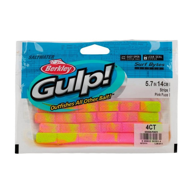 Berkley Gulp! 5.7in Surf Bytes Strips Pink Fuze