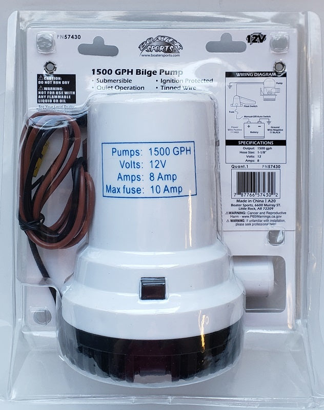 Boater Sports 1500GPH Bilge Pump PN57430