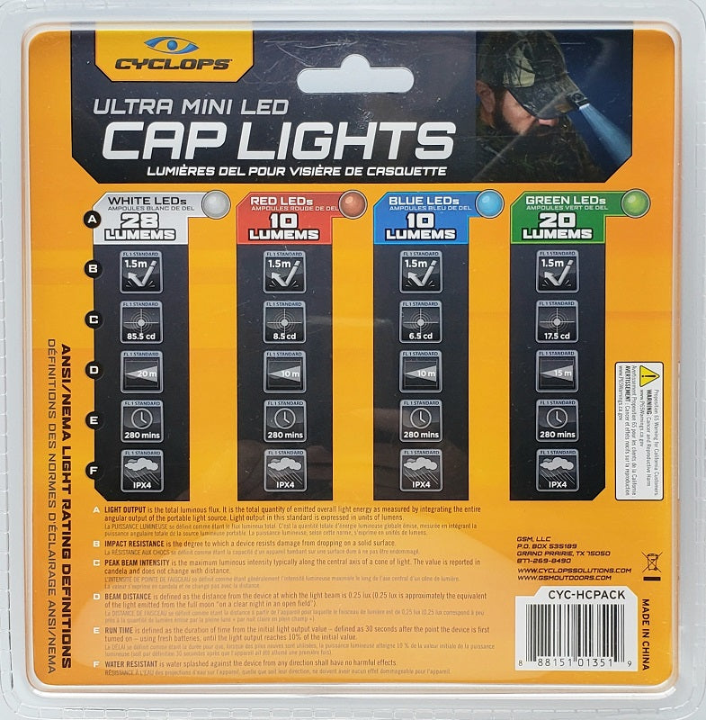 Cyclops Ultra Mini LED Cap Lights CYC-HCPACK