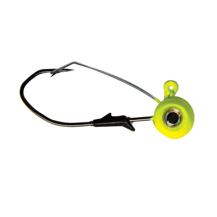 Eagle Claw Weedless Eagle Eye Jig Heads 1/4oz 5pk Chartreuse LEEJW14-3