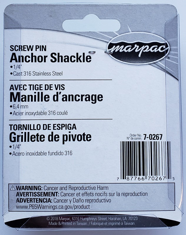 Marpac 1/4 in. Screw Pin Anchor Shackle 7-0267