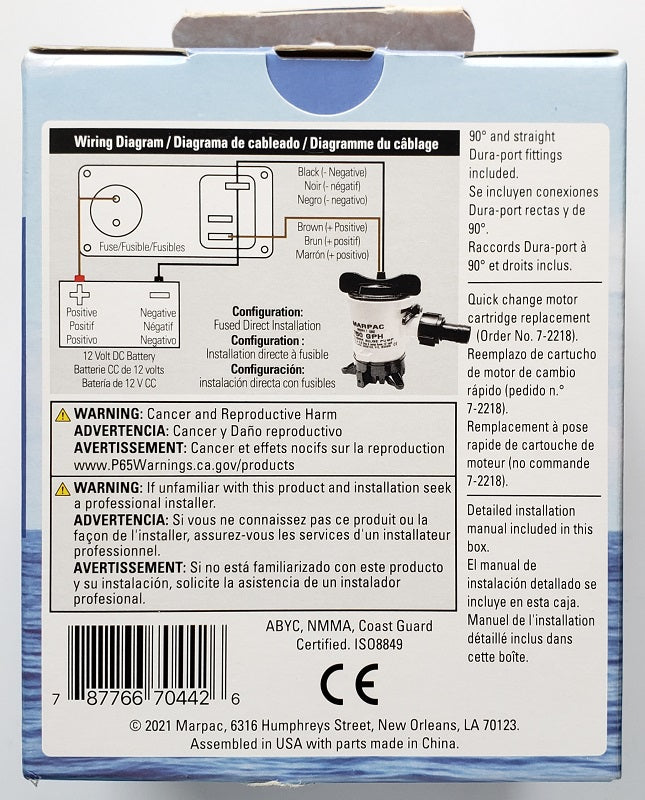 Marpac 750 GPH Cartridge Bilge Pump 7-0442