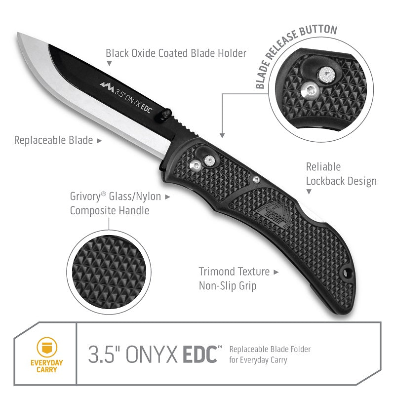 Outdoor Edge 3.5in Onyx EDC Knife with Replaceable Blades OX-10C