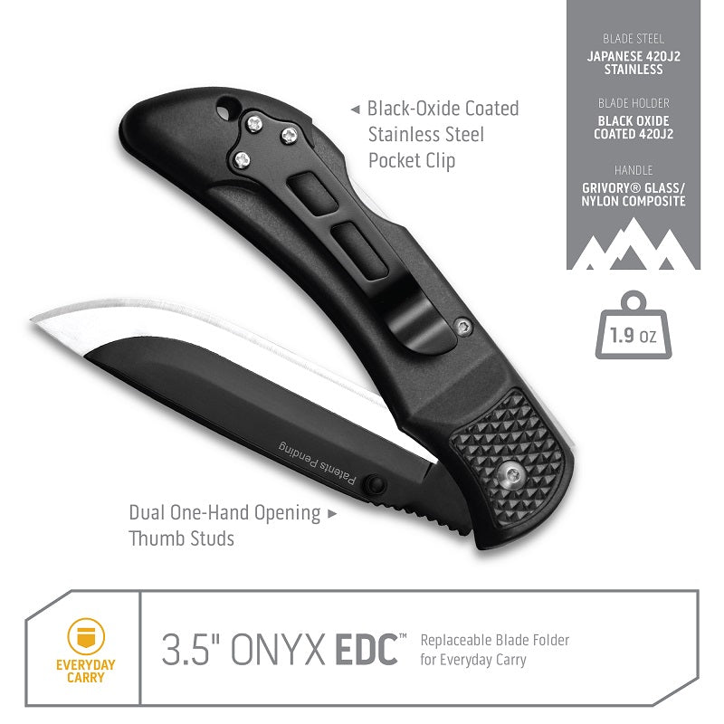 Outdoor Edge 3.5in Onyx EDC Knife with Replaceable Blades OX-10C