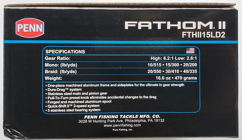 Penn Fathom II Lever Drag 2 Speed Reel FTHII15LD2