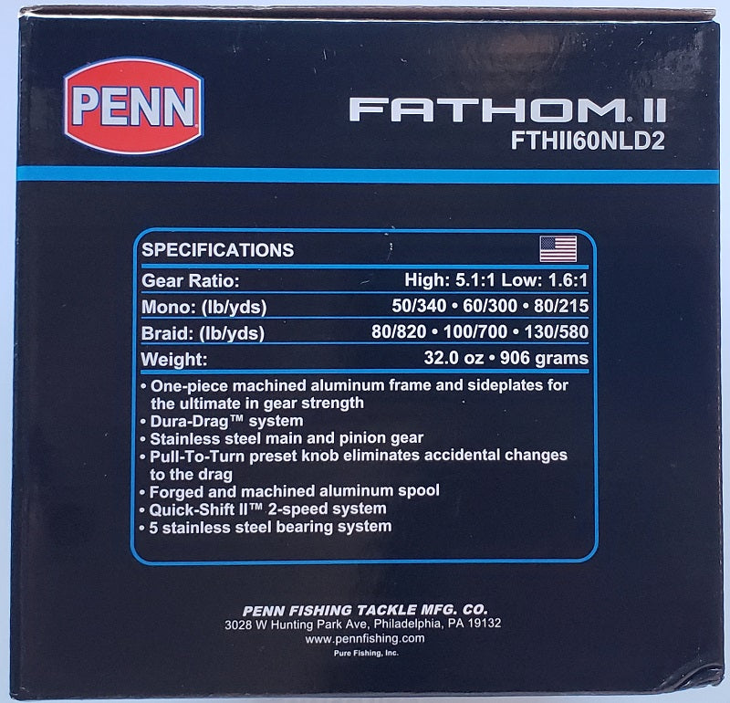 Penn Fathom II Lever Drag 2 Speed Reel FTHII60NLD2