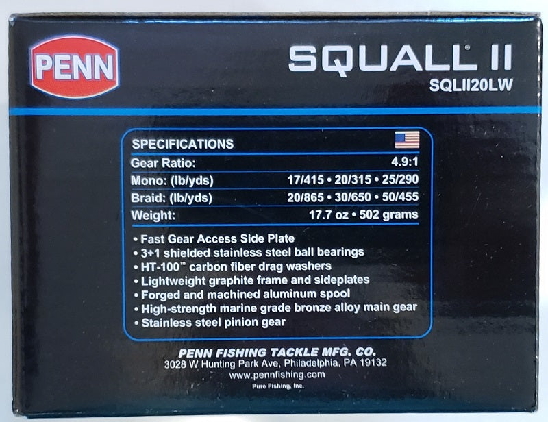 Penn Squall II Level Wind Conventional Reel SQLll20LW