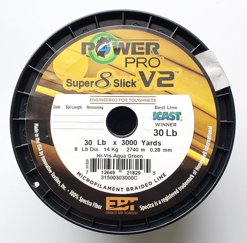 Power Pro Super 8 Slick V2 Hi-Vis Aqua Green 30 lbs 3000 yds Braided Fishing Line