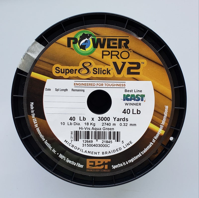 Power Pro Super 8 Slick V2 Hi-Vis Aqua Green 40 lbs 3000 yds Braided Fishing Line