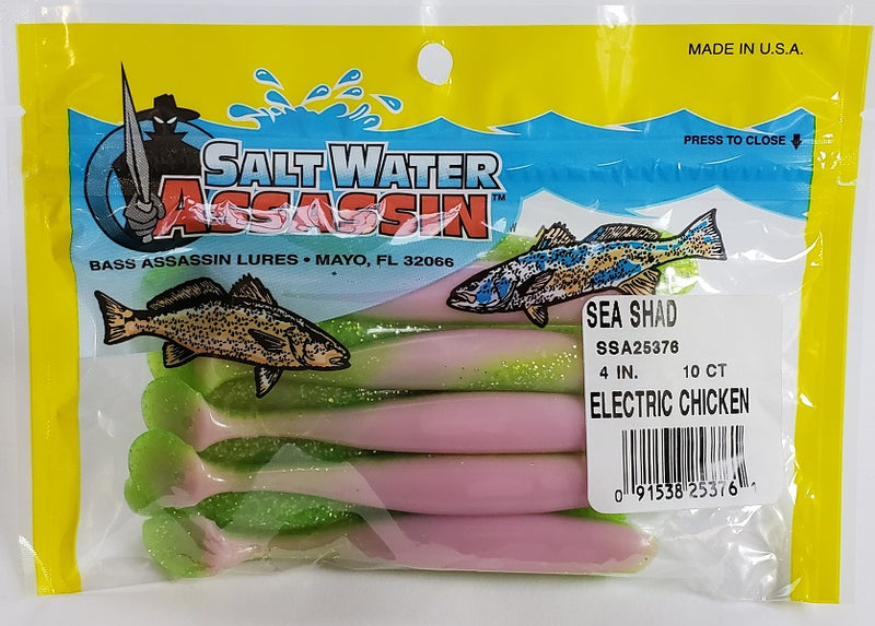 SaltWater Assassin Sea Shad Electric Chicken 4 10pk