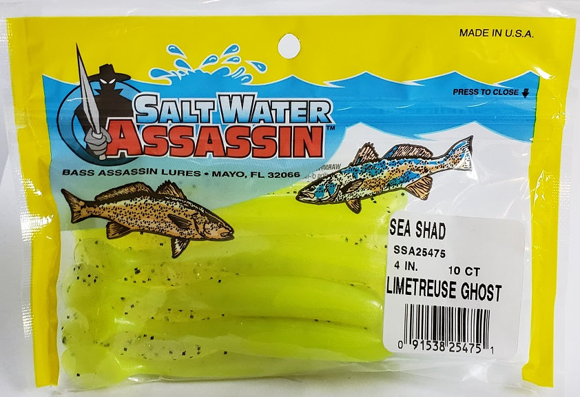 SaltWater Assassin Sea Shad Limetreuse Ghost