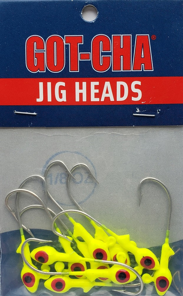 Sea Striker Got-Cha Chartreuse Jig Heads 1/8oz 10pk HSWG18-10