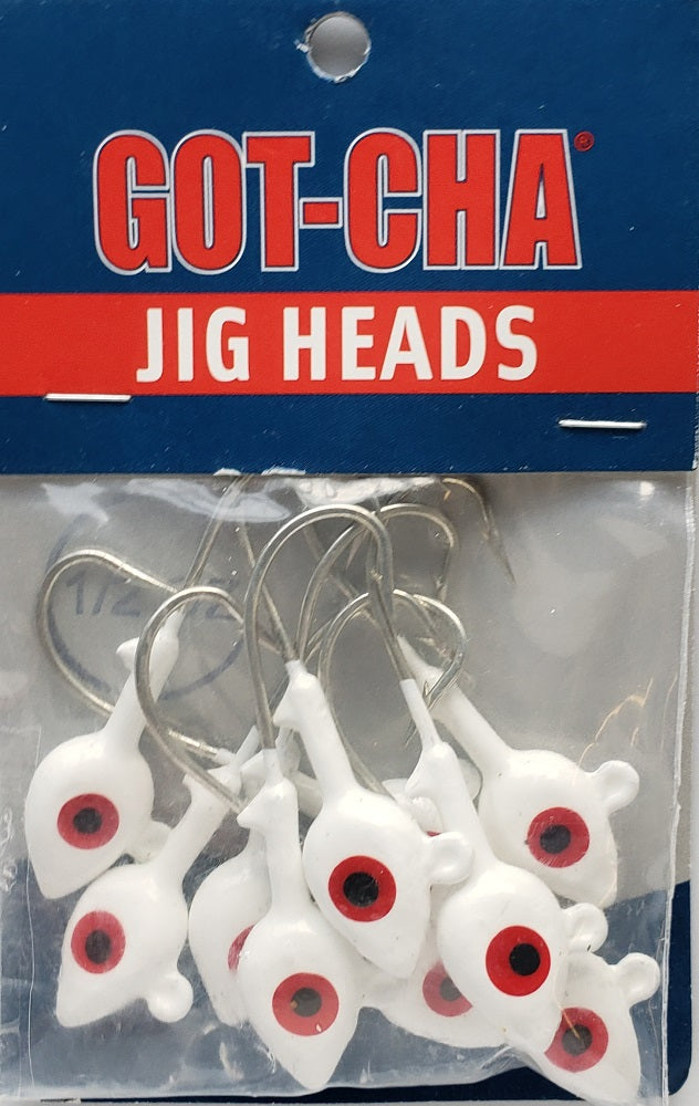 Sea Striker Got-Cha White Jig Heads 1/2oz 10pk HSWG12-1