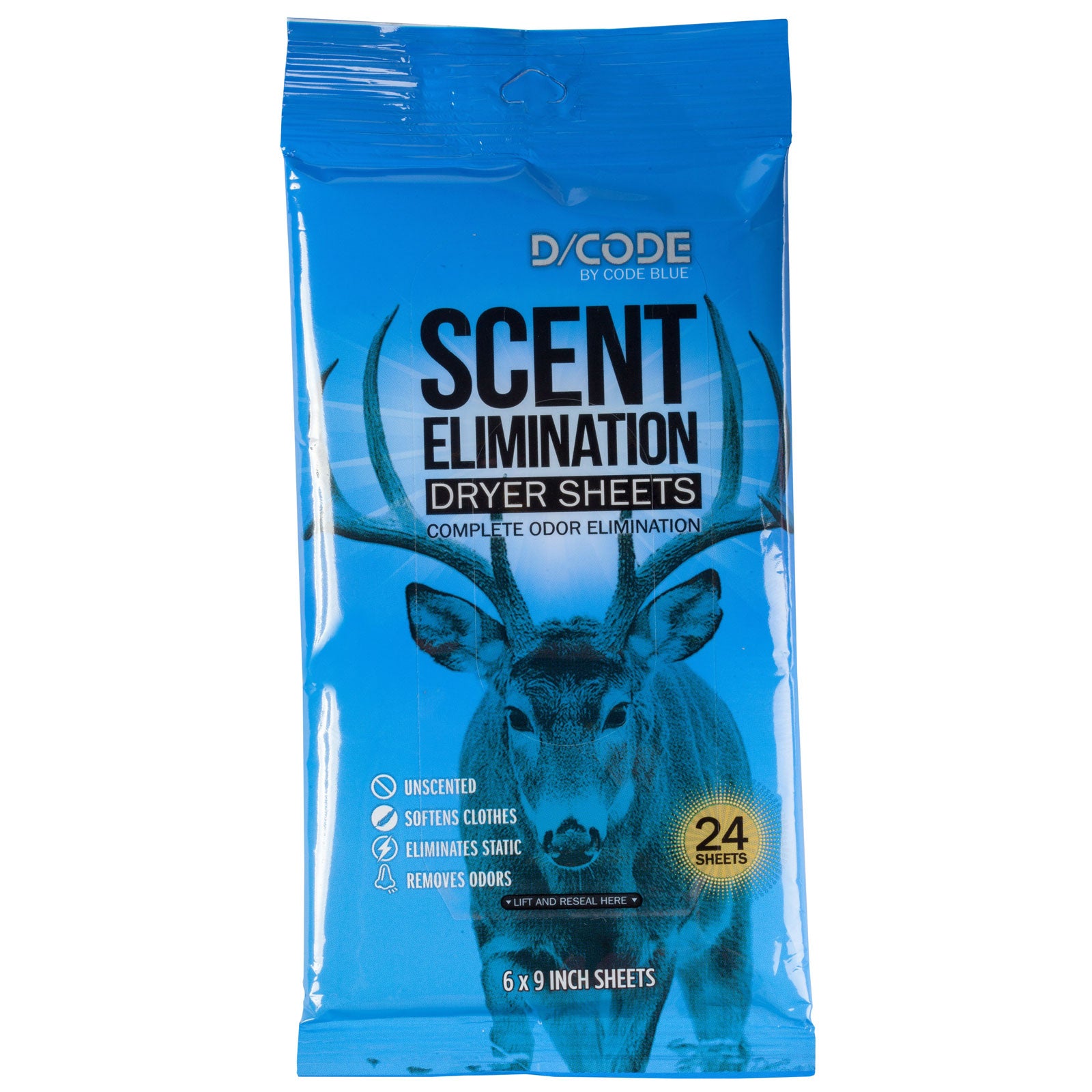 Code Blue D/Code Scent Elimination Dryer Sheets 24pk